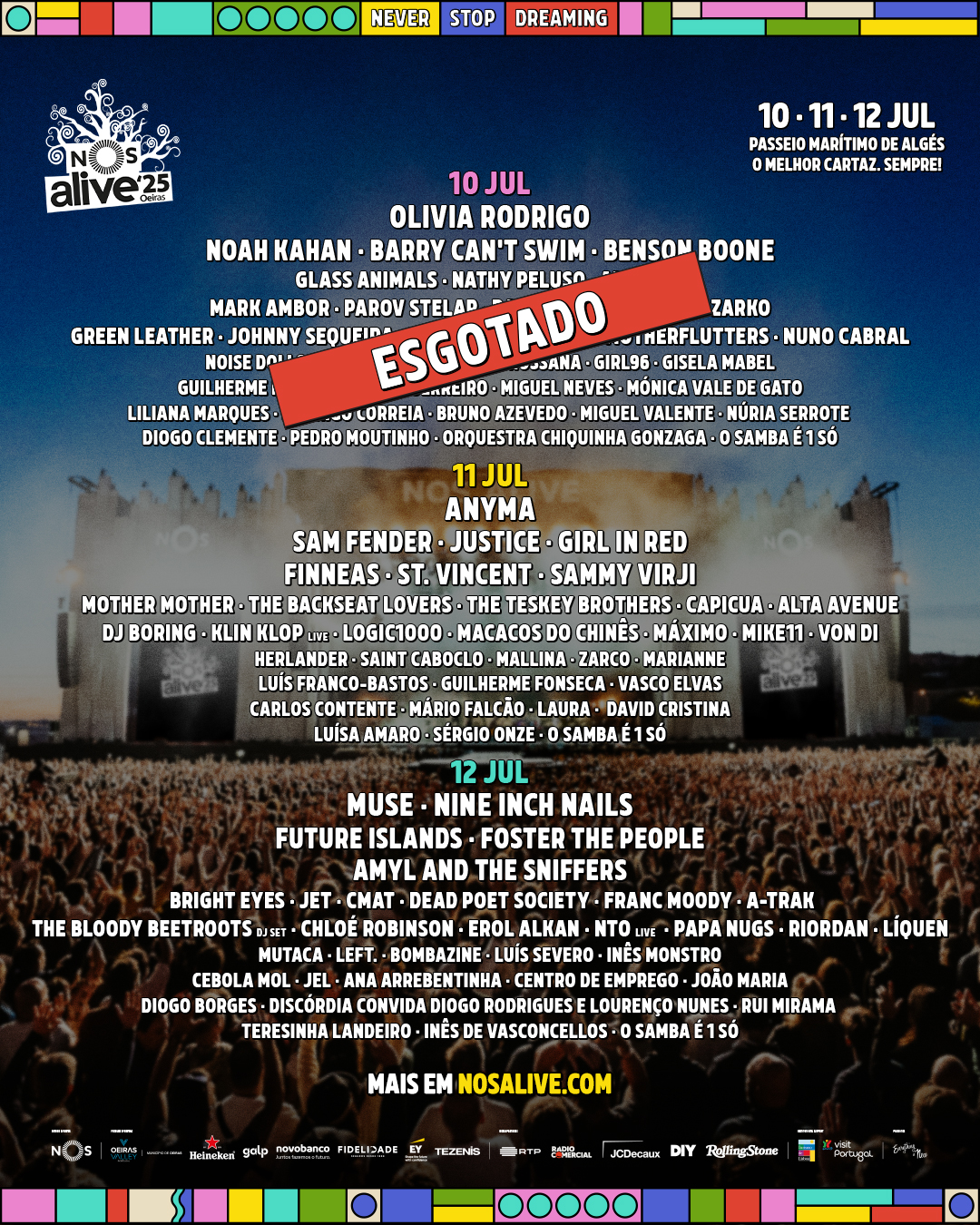 nos alive 2025 lisbon portugal poster lineup